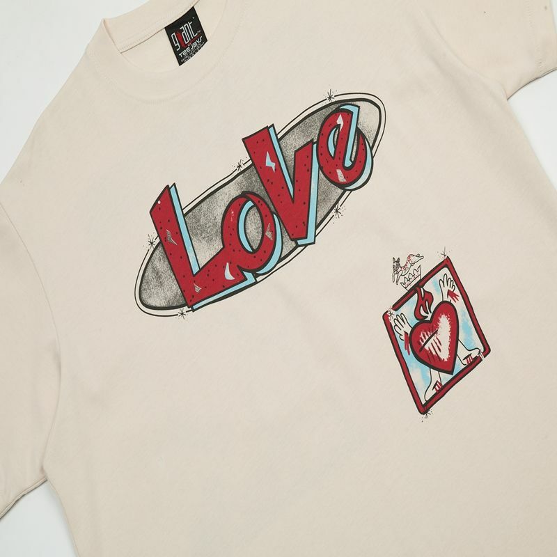 Camiseta com estampa americana do amor do hip-hop feminino, roupa retrô Y2K, manga curta, solta, casual, High Street, feminina, nova