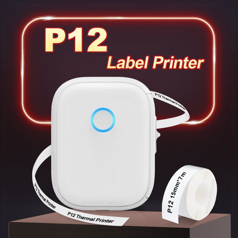 Máquina portátil para hacer etiquetas P12, impresora de etiquetas continua inalámbrica con Bluetooth, máquina de mano para bricolaje, cinta de etiquetas continua autoadhesiva
