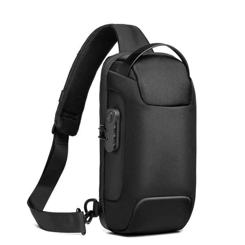 Bolso de pecho para hombre, bolsa cruzada impermeable, multifunción, antirrobo, de viaje, de hombro, con carga USB, 2023