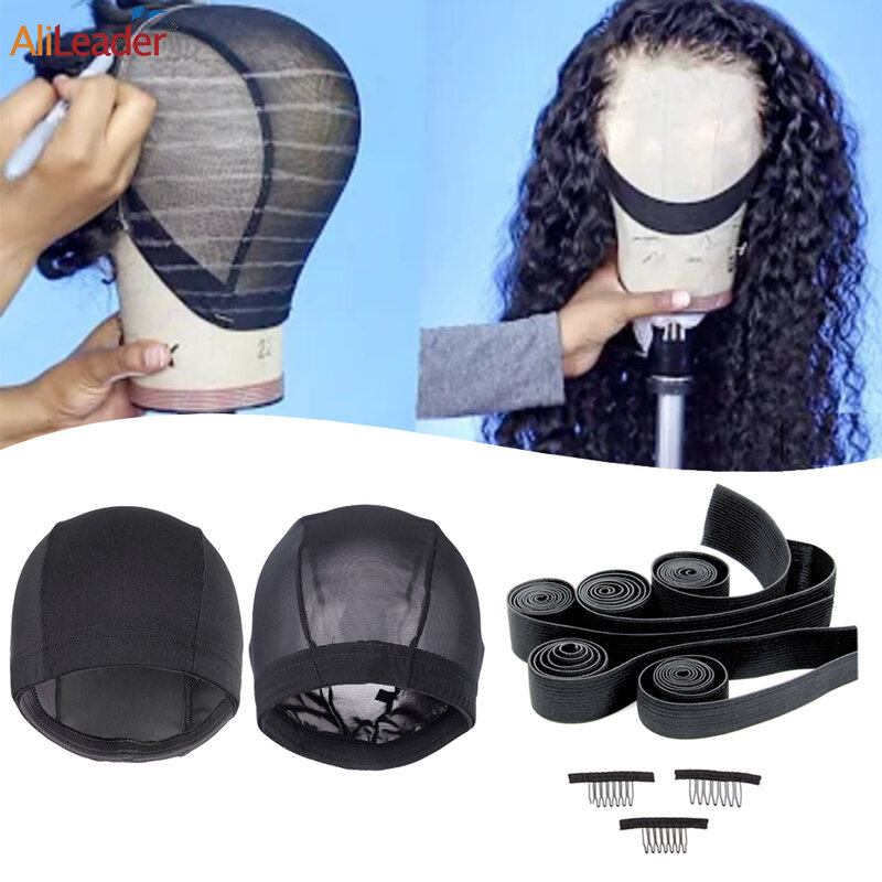 Topi Pembuatan Wig Profesional Pita Elastis Klip Wig untuk Wig Jaring Nilon Jaring Hitam Krem untuk Jaring Rambut Kubah Wig untuk Wig DIY