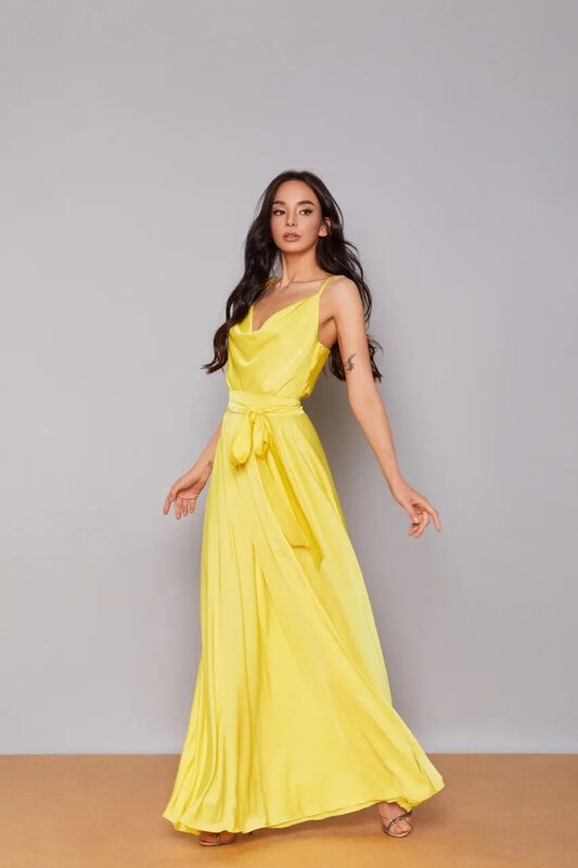 QueensLove Satin Bridesmaid Dress Sexy Split Club Wear Spaghetti Backness Prom Party Dress A-Line Growns Customized