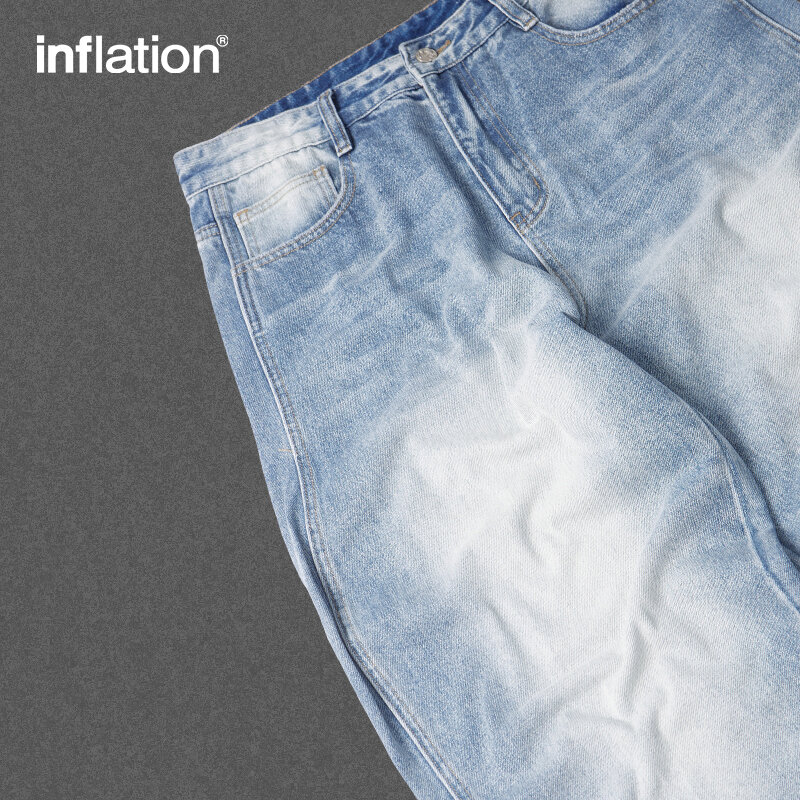 INFLATION брендовые мешковатые широкие Джинсы бойфренда унисекс винтажные потертые синие джинсовые брюки мужские брюки размера плюс
