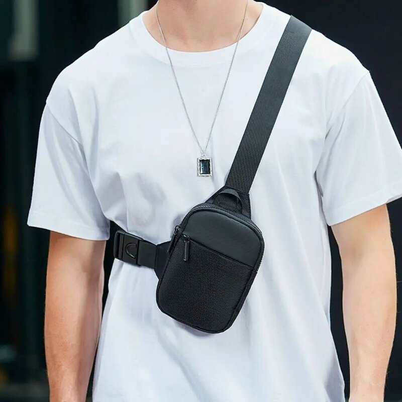 Mini borsa pettorale da uomo nuova borsa a tracolla a tracolla incrociata in tela zaino sportivo da uomo piccolo