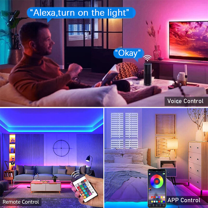 와이파이 LED 스트립 조명, Tuya 스마트 라이프 유연한 조명 램프, USB RGB5050 데스크탑 스크린, TV 백라이트 다이오드 테이프 지원, 알렉사 구글