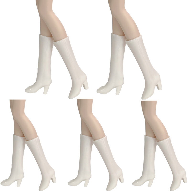 Nk oficial 5 pares moda botas festa branco sapatos de plutônio para barbie sapatos de couro de salto alto for1/6 bonecas acessórios brinquedo diy