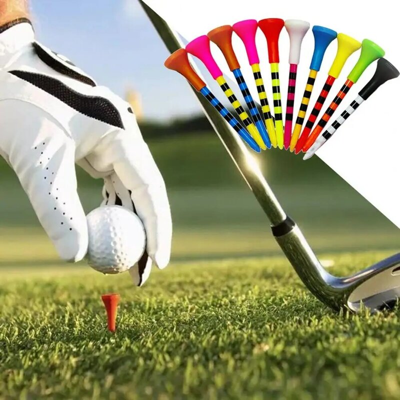 Camiseta con punta de baja resistencia a rayas para pelota de Golf, 10 piezas, aumento de distancia de vuelo, estabiliza la práctica de entrenamiento, soporte para pelota de Golf