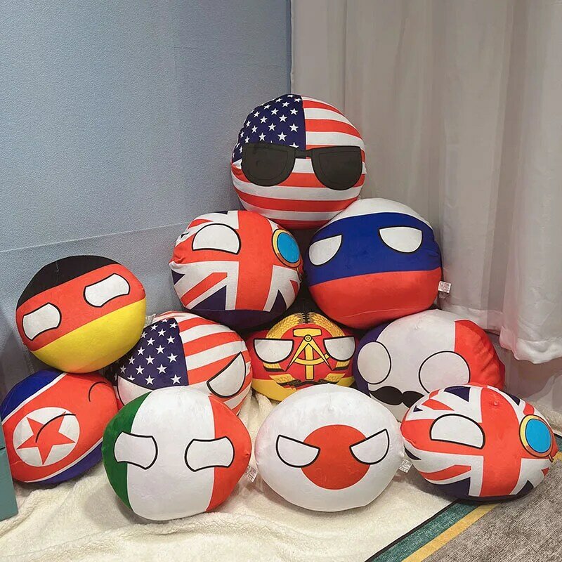 Coussin en peluche Polandball pour cadeau, jouet cosplay, boule de pays, Pologne, Ukraine, Australie, États-Unis, France, nouveau, 30-40cm