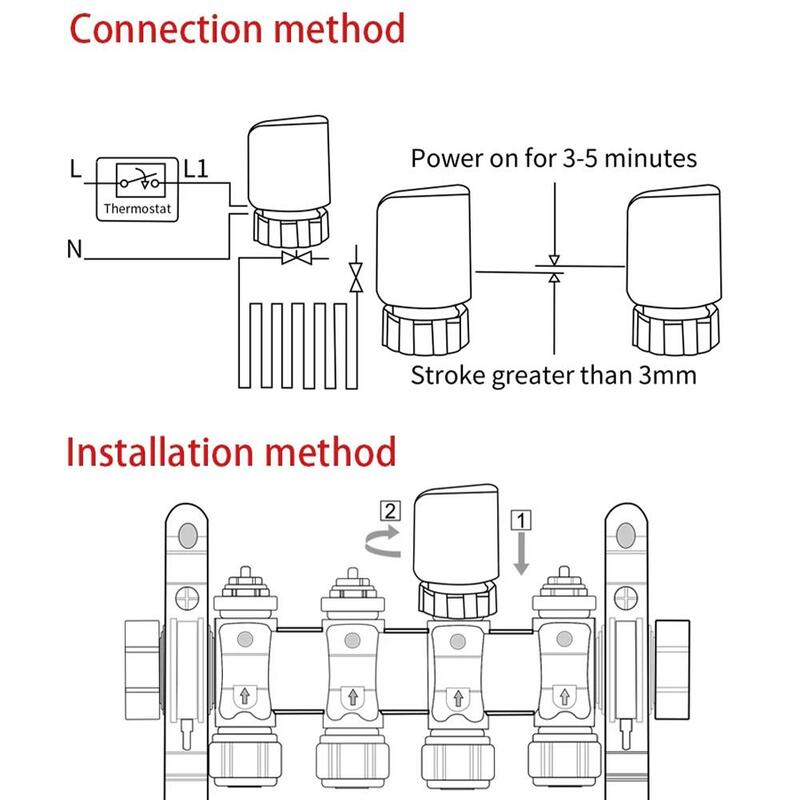 Atuador elétrico para aquecimento radiante, Atuador para aquecimento radiante, Válvula fechada, 230V, C7N1