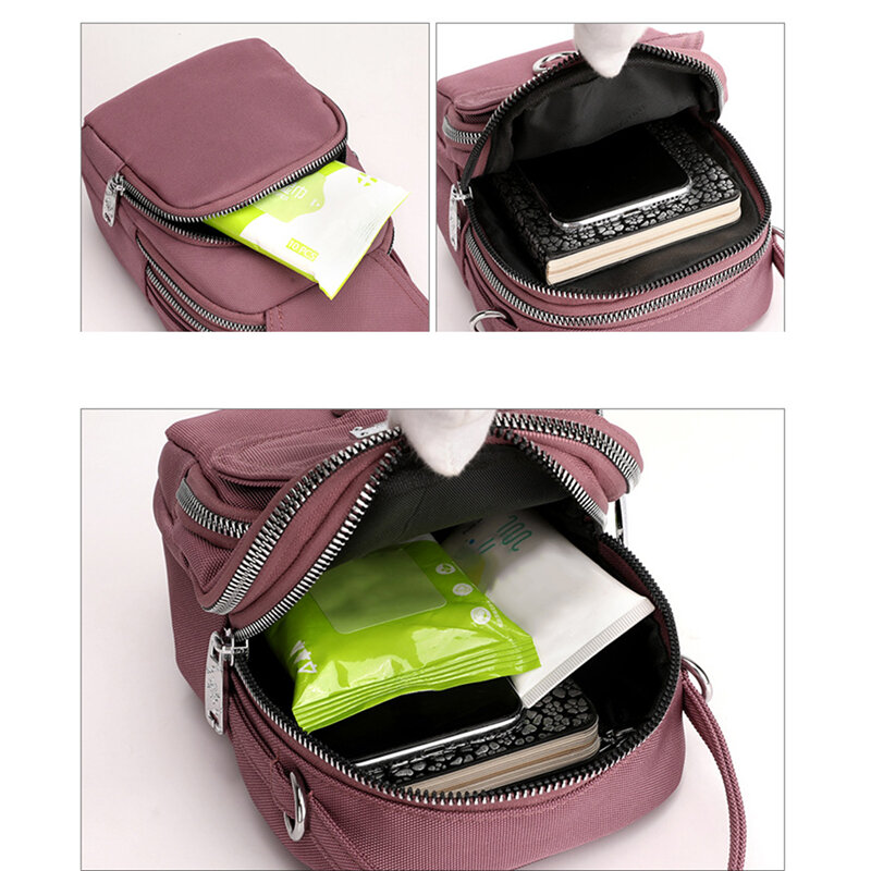 Moda 3-warstwowa damska Mini torba wysokiej jakości wytrzymała tkanina dziewczęca mała na ramię torba damska Mini torebka torba na telefon