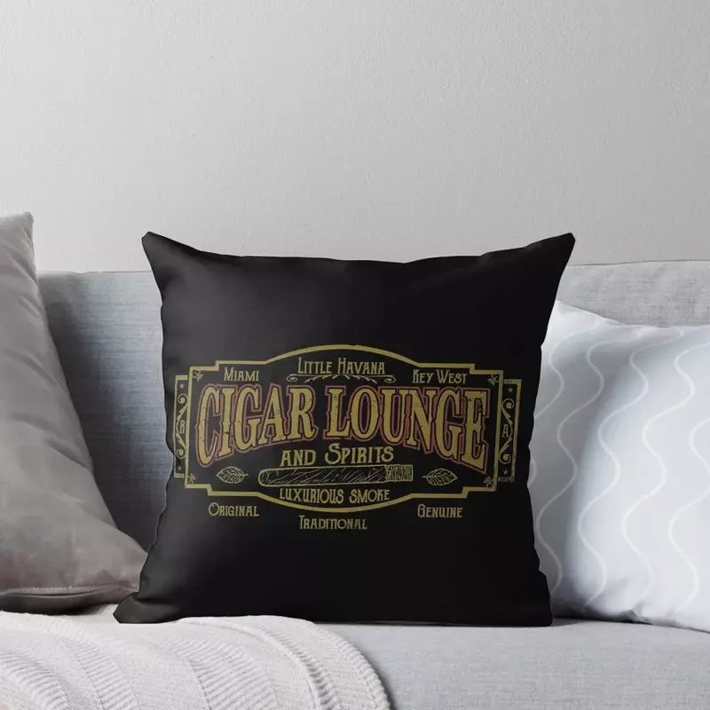 Cigar Lounge and Spirits camiseta vintage Throw Pillow
