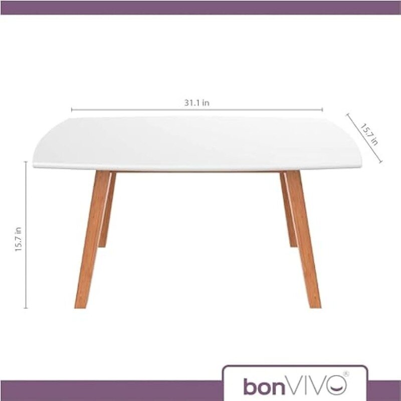 bonVIVO Small Coffee Table - Franz Designer Low Table w/Wooden Bamboo Frame for Sitting, Storage and Living Room Furniture
