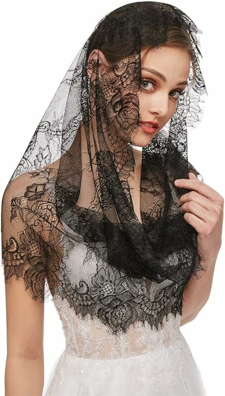 Veil Latin Mass Head Covering Spanish Style Lace Traditional Vintage Inspired Infinity Shape