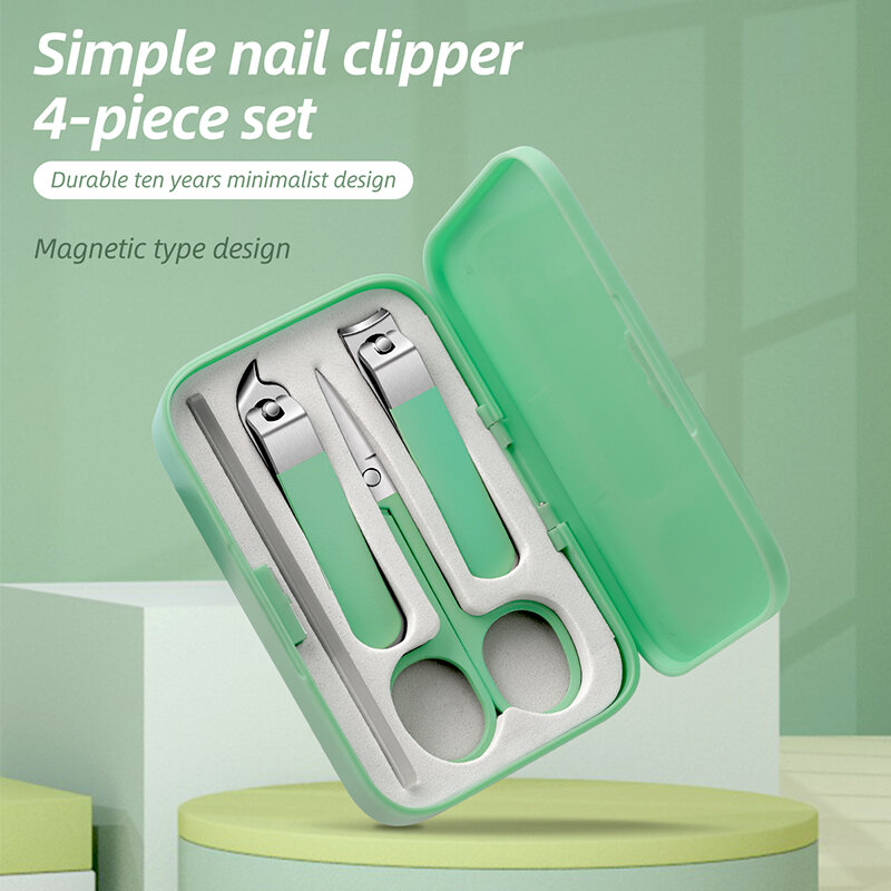 Manicure set tools professional manicure pedicure set plastic box nail clippers set 4-pcs tools