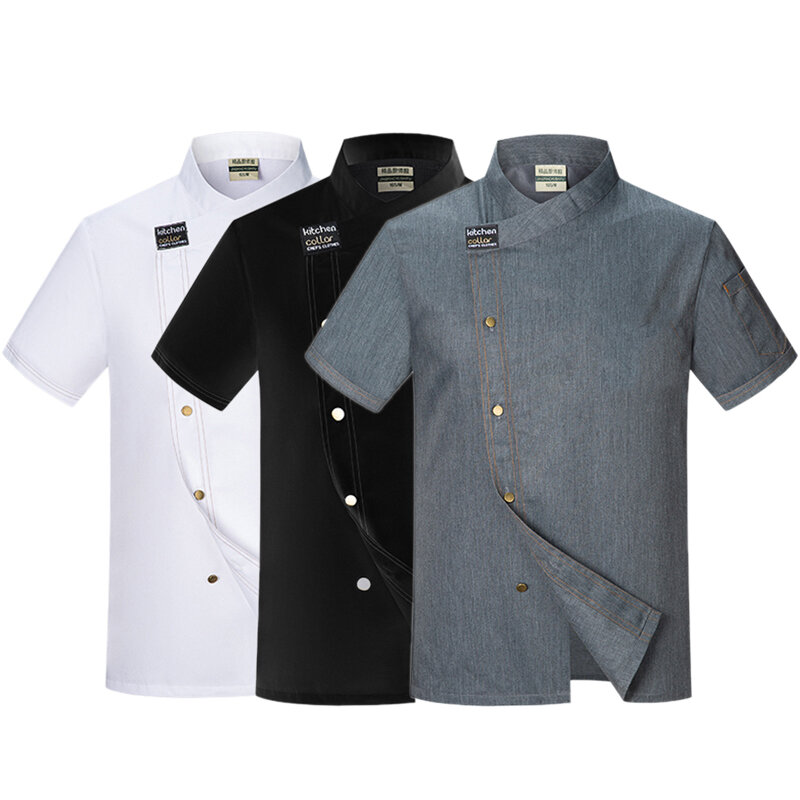 Veste de chef unisexe à manches courtes pour hommes, chemises de cuisine, uniforme de restaurant, Chamonix
