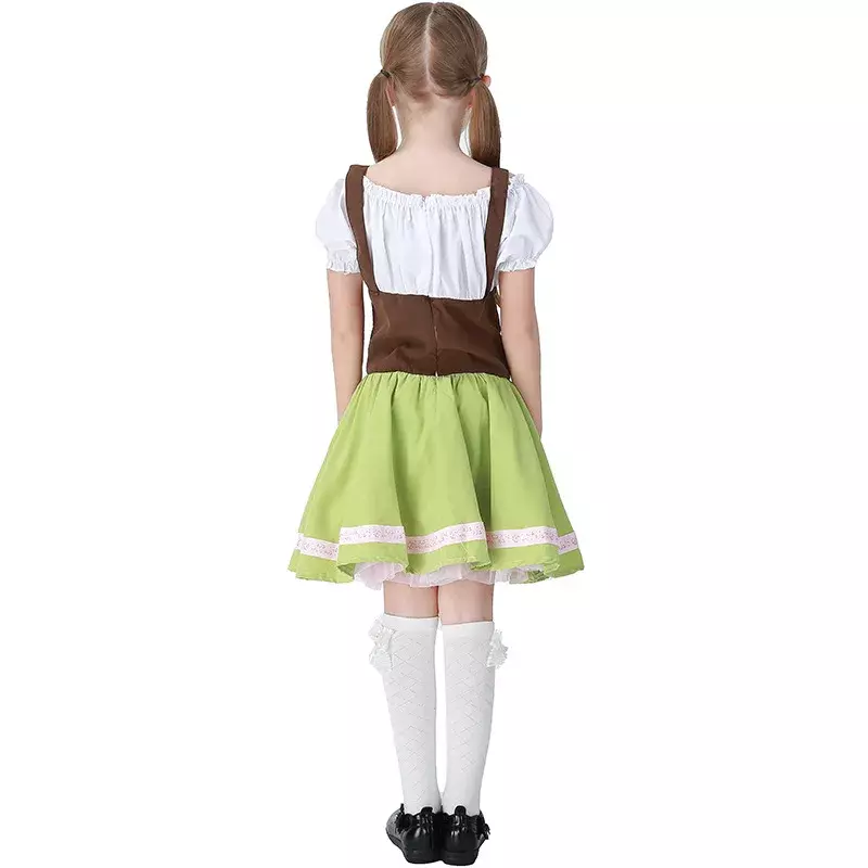 Disfraz nacional tradicional de Oktoberfest alemán, vestido de sirvienta para niños