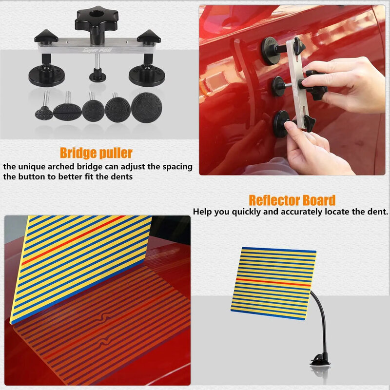 Super PDR - Kit de Reparação de Amassados para Carro, Kit de Reparação sem Pintura, Extrator de Amassados para Carroçaria Automóvel