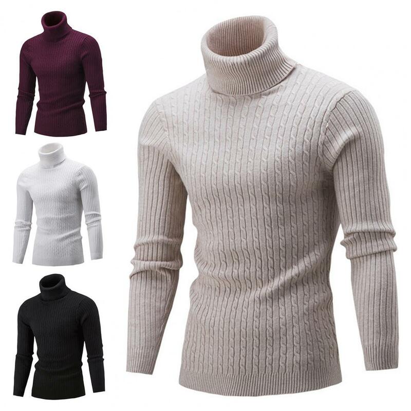 Модный мужской вязаный свитер с воротником-хомутом, мягкий свитер, водолазка с воротником-хомутом, оригинальная модель для повседневной жизни