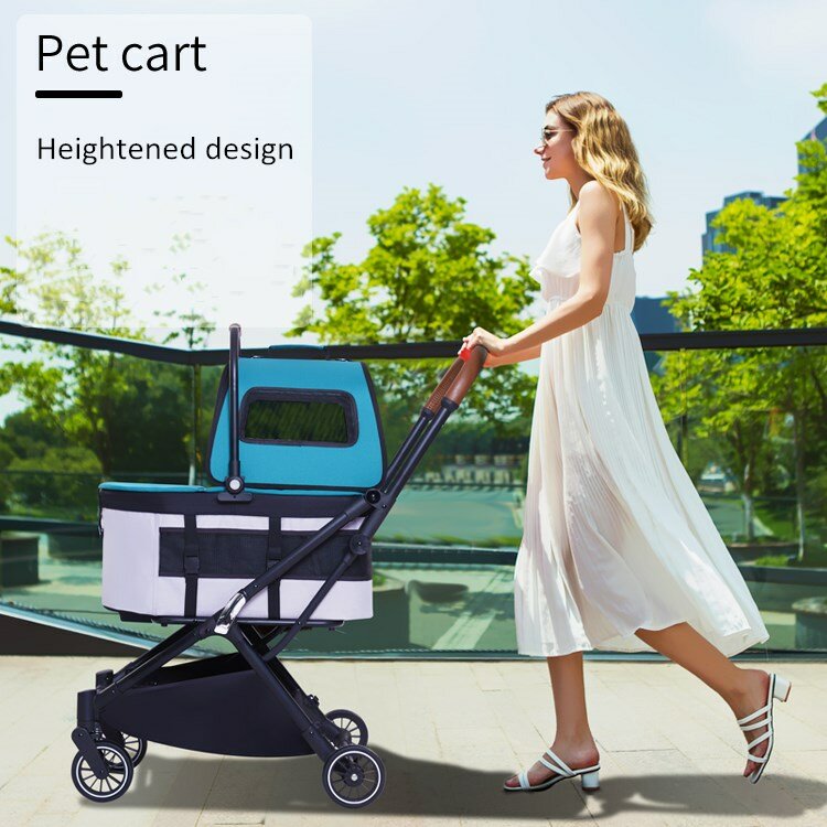 Luxury 4 Wheels Dog Pram Pet Stroller Trolley and Carrier for Dog Cat