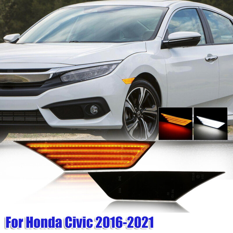 Luz LED de posición lateral del parachoques delantero del coche, luces de señal de giro para Honda Civic 2016-2021
