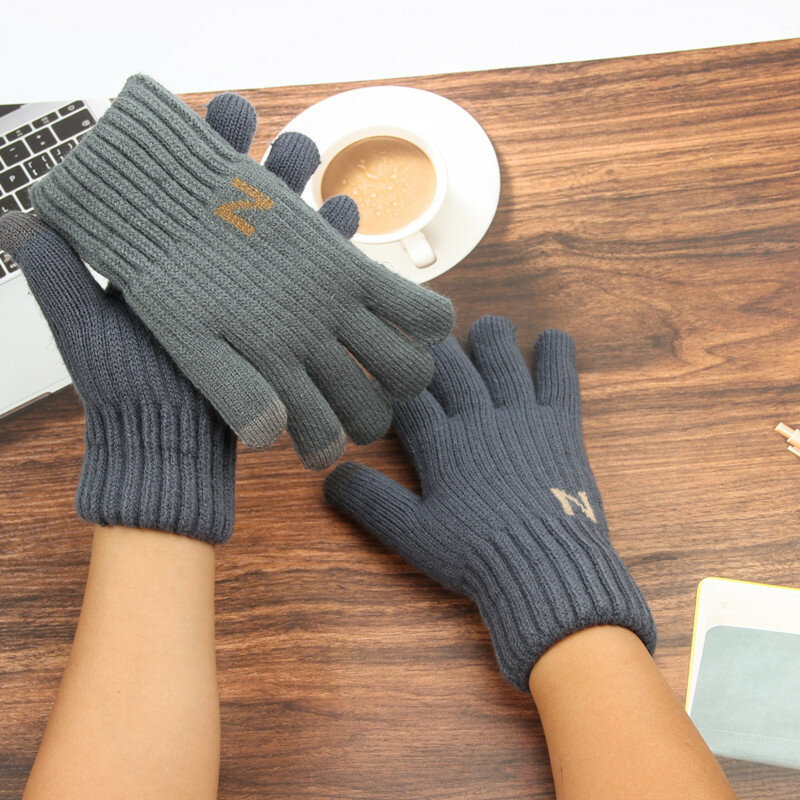 Nuovi guanti in Cashmere guanti invernali caldi a cinque dita Touchable Men Office outdoor ciclismo moto guanto da dito a prova di freddo