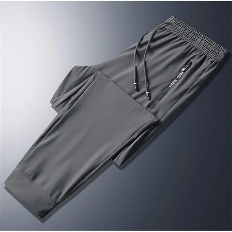 Letnie spodnie lodowego jedwabiu męskie ultracienkie, chłodzące, szybkoschnące sportowe spodnie na co dzień luźne, oddychające spodnie do ćwiczeń na świeżym powietrzu