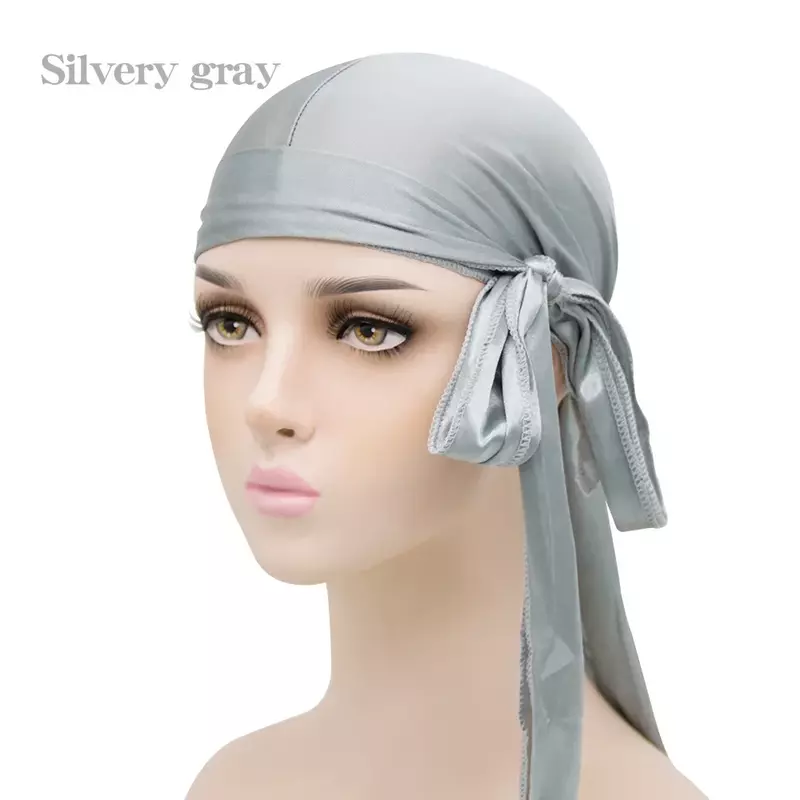 Elasticity Baotou Cap Hair Bands Simulation Silky Durag Long Tail Pirate Hat Headband Turban for Children Kid Ribbon Accessories