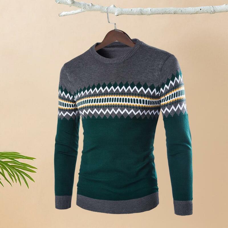 Men Autumn Winter Sweater Crew Neck Long Sleeve Thick Basic Pullover Sweater Top Winter Clothing