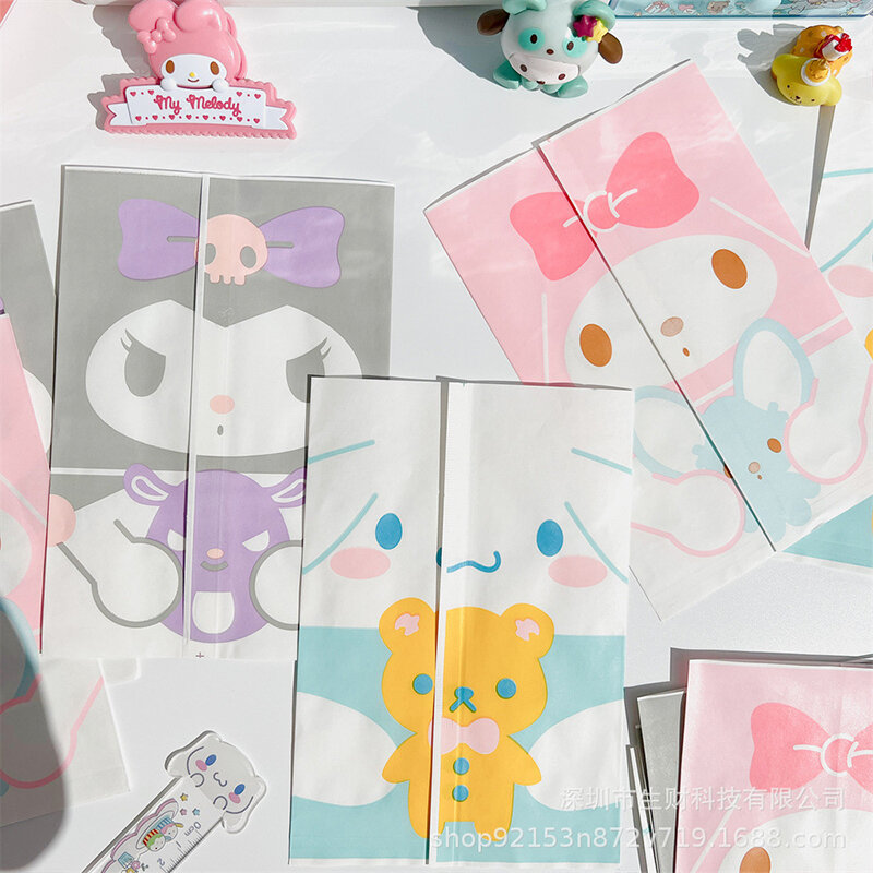 Bolsa de papel My Melody Sanrio Kawaii Anime Kuromi, bolsa de almacenamiento de papelería de escritorio, bocadillos para hornear, bolsa Ziplock, bolsa de regalo de dibujos animados para niñas