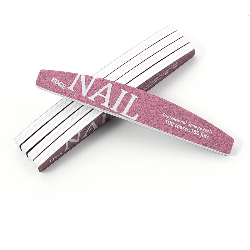 5/10 pz/lotto NAIL Pinting Nail Files Bulk ispessimento Half Moon Pink Nails File Tools Grit 100/180 Suit professionale/personale/fai da te