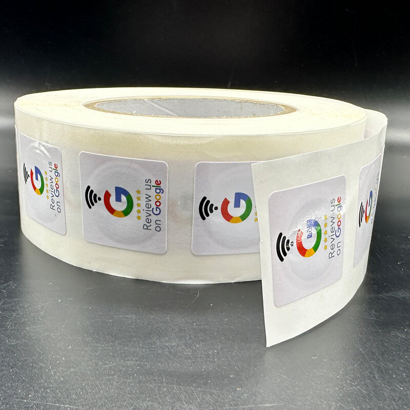 Review Us On Google NFC Tap Review Sticky Tags 30mm Waterproof Google Review Sticker 13.56Mhz NFC215 Adhesive Labels NFC Phone