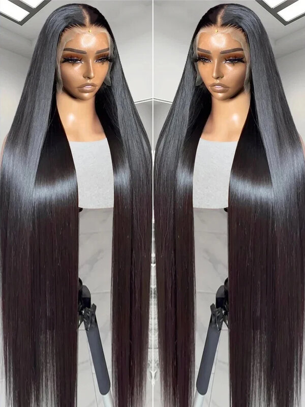 250% 13x6 HD Straight Lace Front Human Hair Wigs For Women Glueless 13x4 Transparent Lace Frontal Wigs Pre Plucked 30 38 Inch
