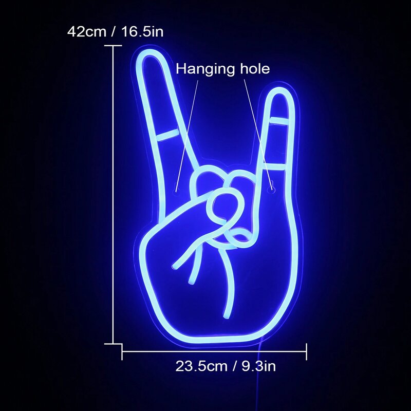 Peace Gesture LED Neon Sign Lights USB Art Room Lamp For Home Bar Bedroom Festival Glow Party Decoration Cool Tone Design Logo