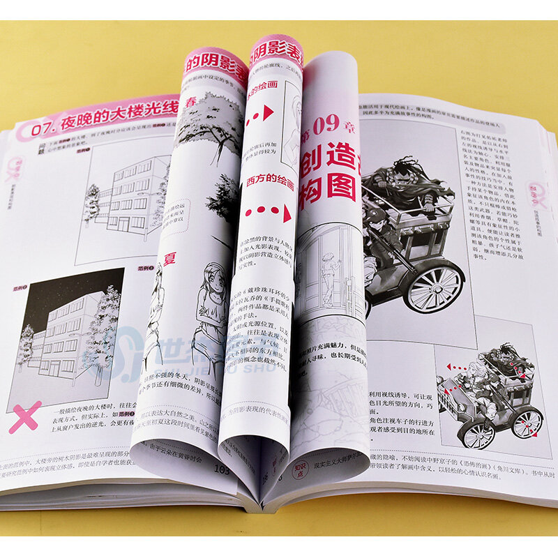 Comic Master-libro de texto de creación de imágenes, composición dinámica de creación de libro de texto, Escena de ángulo de disparo en blanco y negro
