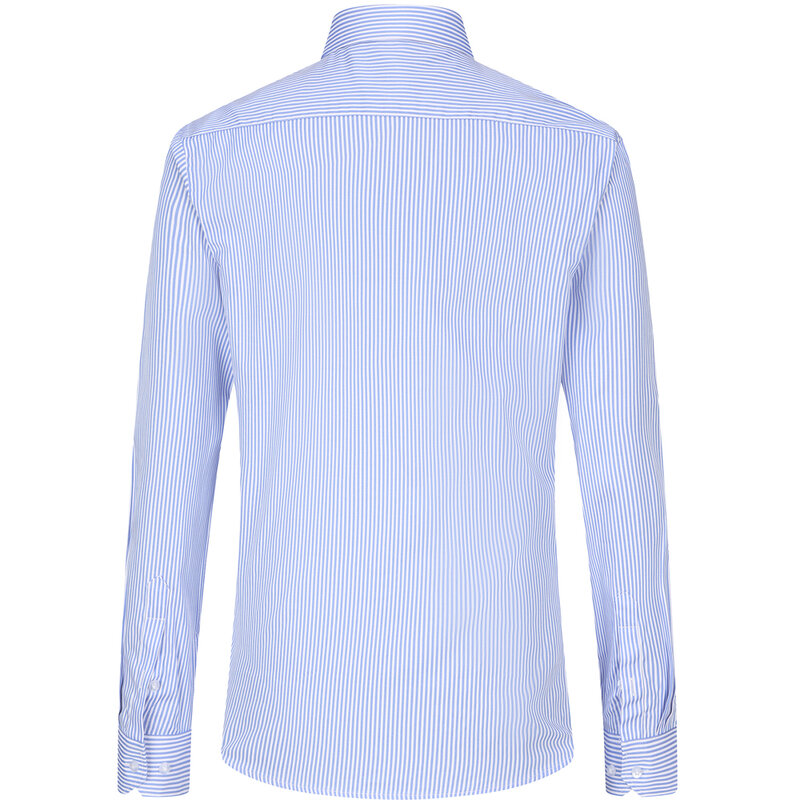 Camicie classiche da uomo a maniche lunghe in tinta unita/a righe con toppa singola tasca formale Business Regular Fit Office Social Shirt