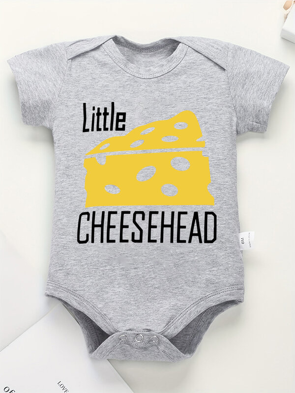 Little Cheesehead Cute Fun Baby Girl Clothes Cotton Onesies Urban Casual Street Versatile Fashion Toddler Boy Bodysuit Summer