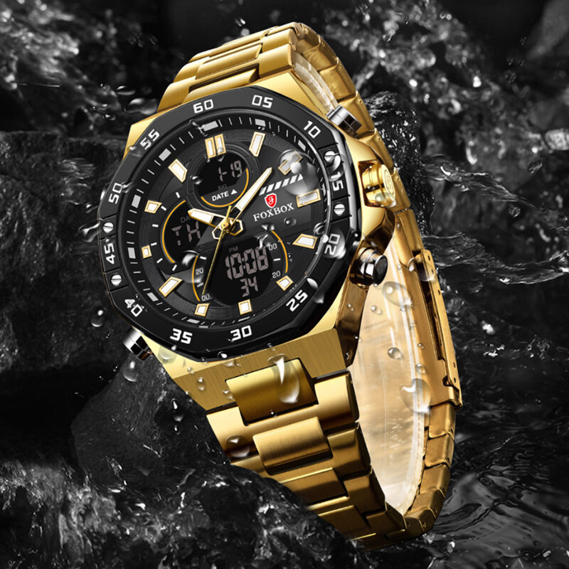 LIGE-Reloj analógico de cuarzo para Hombre, accesorio de pulsera resistente al agua con cronógrafo, marca de lujo deportivo de complemento masculino con doble pantalla, perfecto para negocios