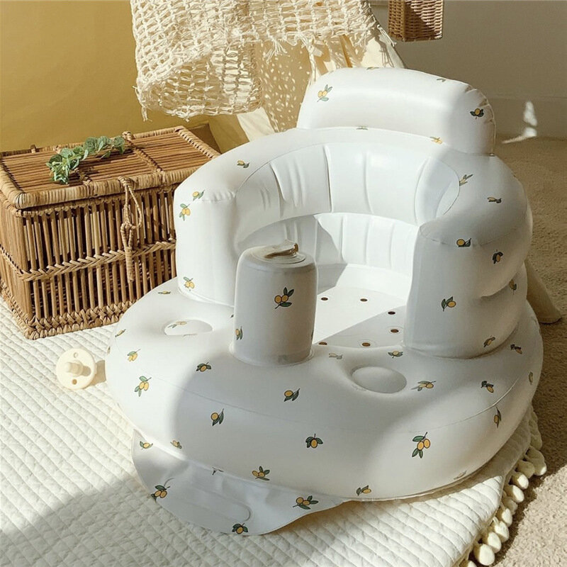 Infant Shining Baby Inflatable Sofa Children Puff Portable Bath Chairs PVC Multifunctional Seat Practice Sitting Bath Stool