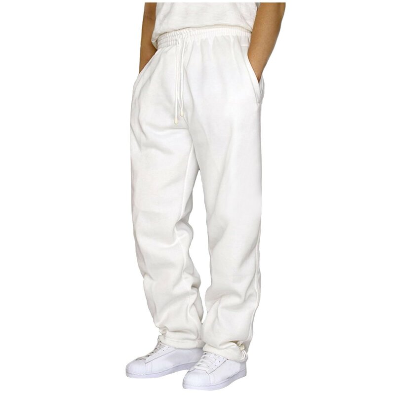 Męskie spodnie Cargo sznurek na co dzień spodnie sportowe proste spodnie dresowe do biegania moda jednolity kolor długie spodnie pantalony