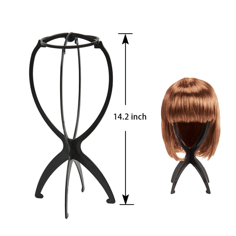 Support de perruque noir pour perruques courtes, sèche-cheveux de voyage portable, support de tête, 14.2 ", 1 PC