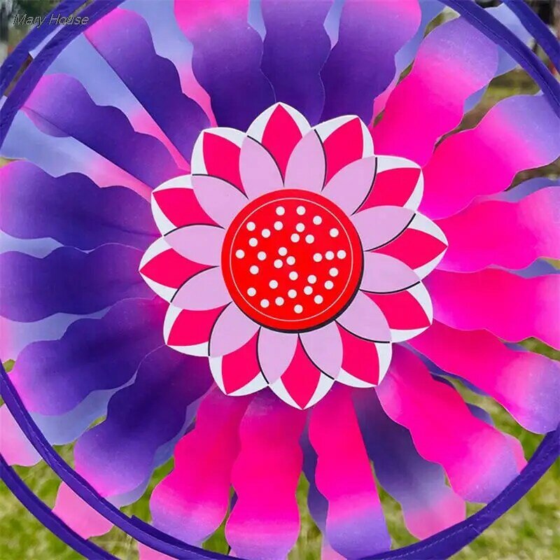 1 buah kincir angin roda warna-warni dua lapisan, mainan anak dekorasi halaman taman warna acak