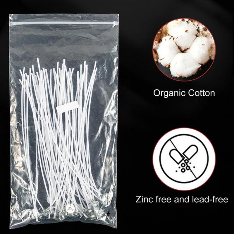 50 Pcs Cotton Candle Wicks Natural Eco-friendly No Odor Low Smoke Slow Burning Candle Wicks DIY Making Kit Pre-Waxed For Soya