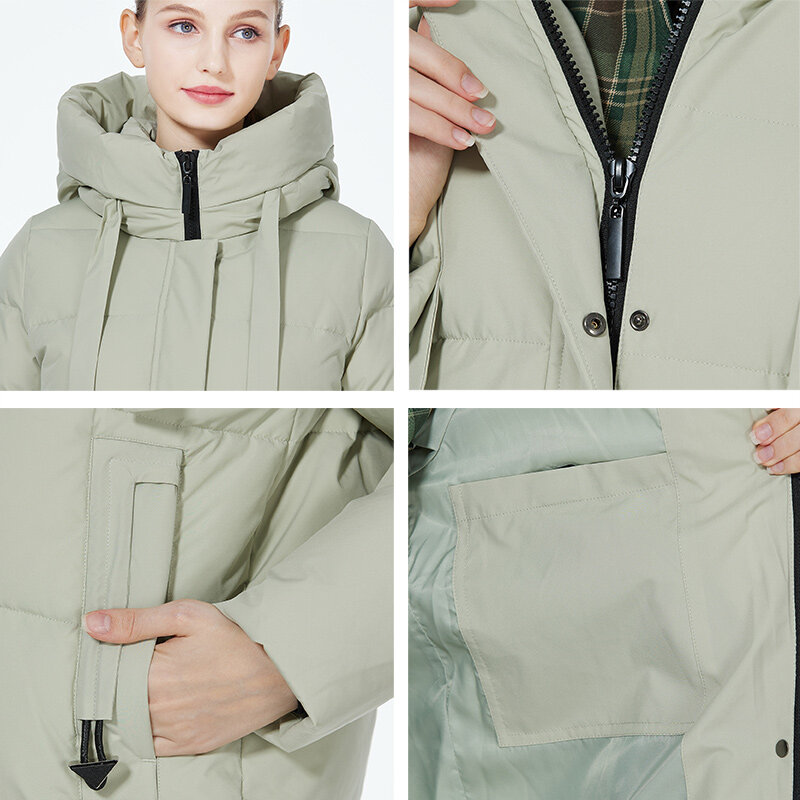 ICEbear 2023 겨울 여성 패딩 재킷, 중간 길이 숙녀 캐주얼 코튼 코트, 브랜드 따뜻한 패딩 코트, GWD3873I