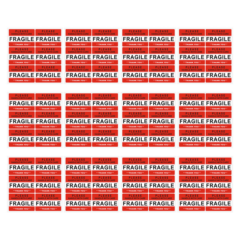 20 Sheets Stickers Fragile Logo Caution Product Labels Warning Red Packaging Shipping