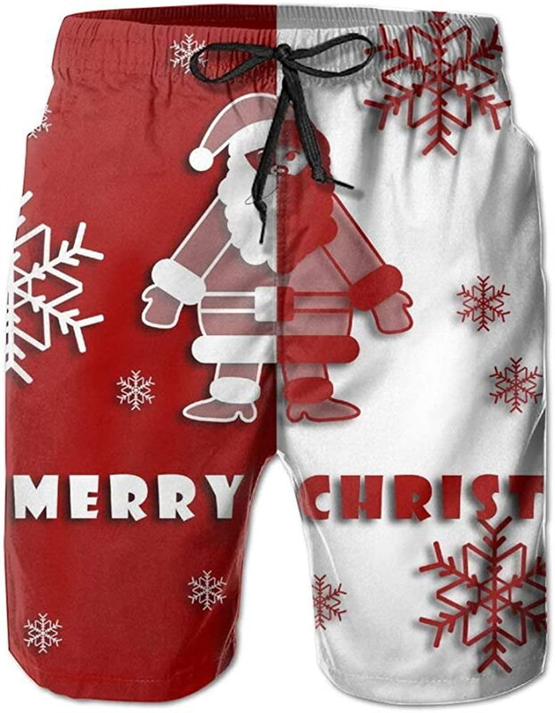 Пляжные шорты с графическим рисунком Санта Клауса, рождественские пляжные шорты с 3D рисунком, модные мужские плавки, штаны, Мужские штаны Y2k