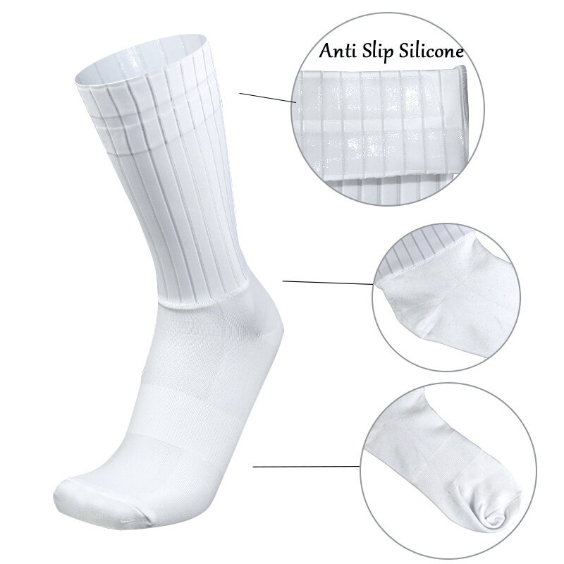 Носки нескользящие белые силиконовые летние велосипедные аэродинамические носки мужские велосипедные спортивные носки для бега велосипедные носки