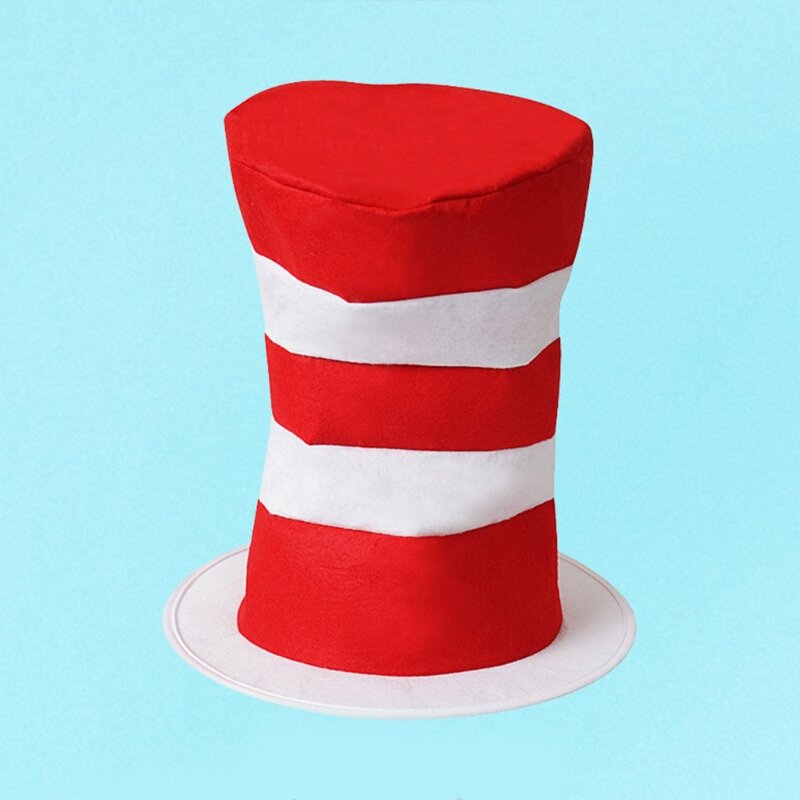 3Pcs for Dr. Seuss Cosplay Costume Novel Red White Striped Hat Gloves Bow Tie Ki Drop Shipping