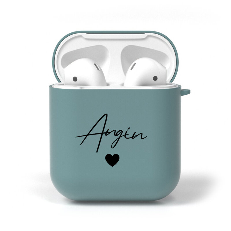Custodia morbida per auricolari in Silicone con testo personalizzato personalizzato per Airpods 1 2 3 Pro 2 Love Heart Cute Soft Cover per Airpods 3 Case