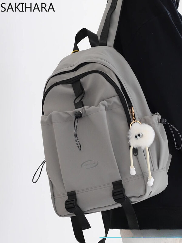 Вместительный рюкзак на шнурке для женщин, Офисная Повседневная модная нейлоновая школьная сумка контрастных цветов для студентов