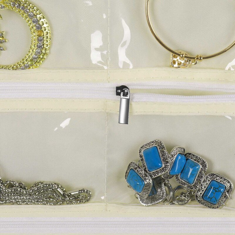 56 Pocket Jewelry Hanging Organizer Jewelry Display Storage Bag Earrings Ring Necklace Bracelet Organizer Display