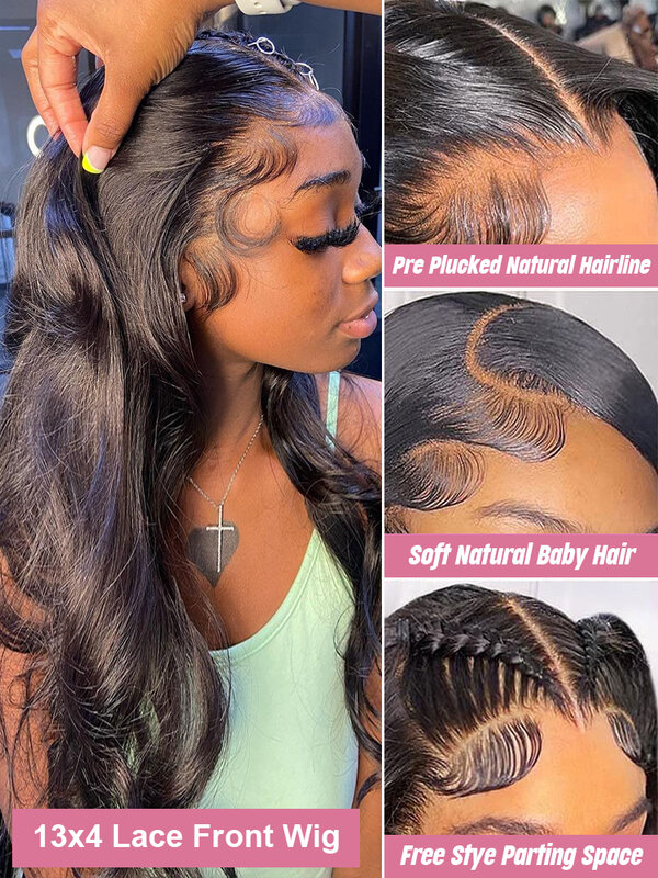 Peluca de cabello humano ondulado brasileño para mujer, postizo de encaje Frontal transparente Hd de 13x6, 13x4, 360 prearrancado
